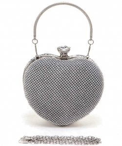 Rhinestone Heart Shaped Clutch Bag 6249 SILVER